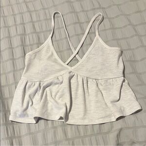 Garage Flowy Tank White Ribbed Camisole Top Small